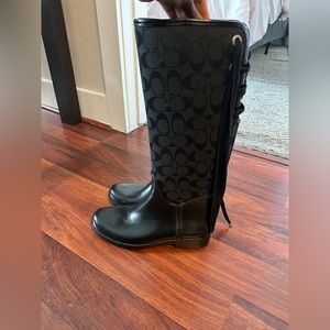 Tall Black Coach Rain boots - size 8